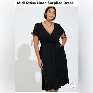Torrid black midi Swiss linen dress